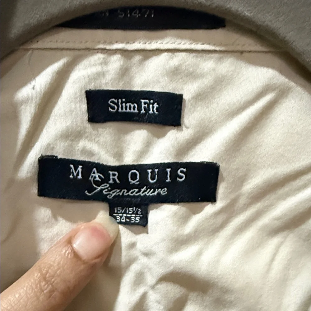 Marquise Men's Long Sleeve Dress Shirt in Light Cream - Picture 2 of 6